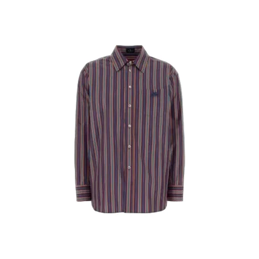 Striped-Pattern Logo-Embroidered Shirt