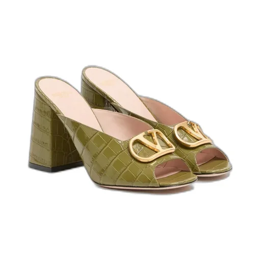 Vlogo Signature Slide Sandal In Printed Calfskin 95Mm