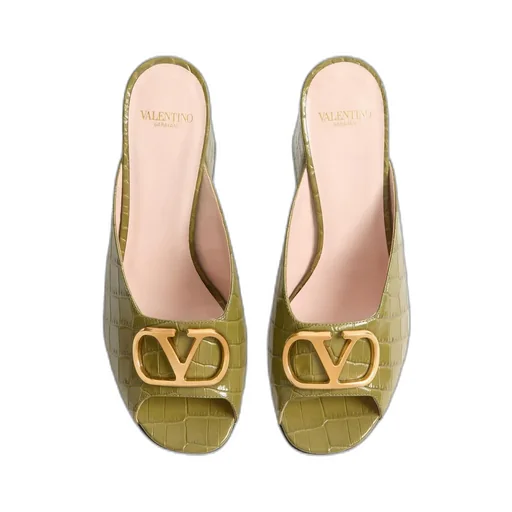 Vlogo Signature Slide Sandal In Printed Calfskin 95Mm