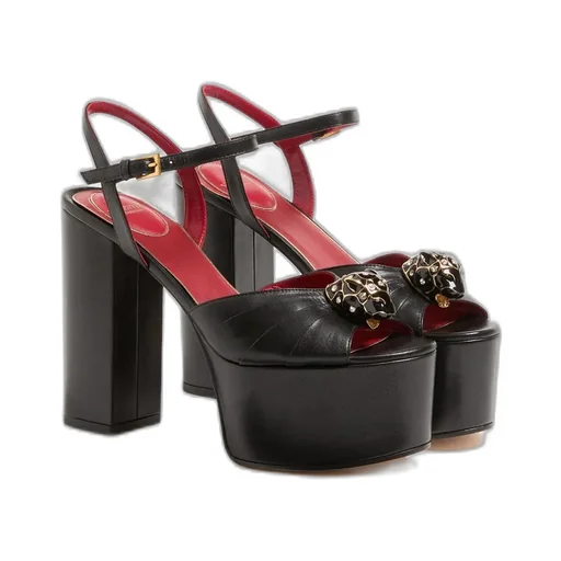 Panthea Platform Sandal In Kidskin Leather 125Mm