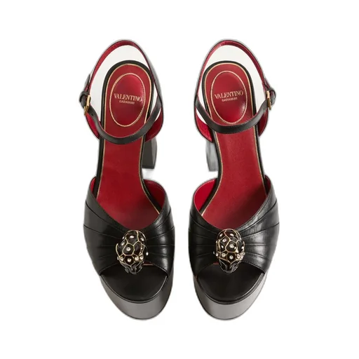 Panthea Platform Sandal In Kidskin Leather 125Mm