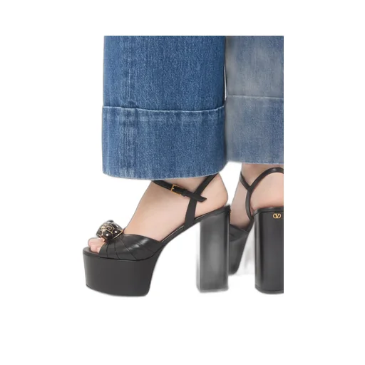 Panthea Platform Sandal In Kidskin Leather 125Mm