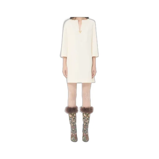 Valentino Vlogo Plaque V-Neck Mini Dress