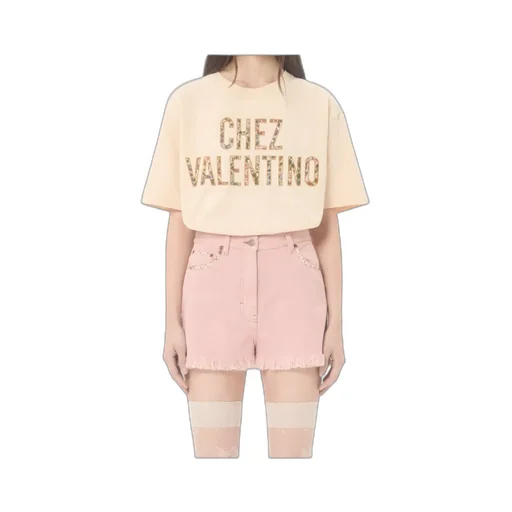 Valentino Logo Embroidered Crewneck T-Shirt