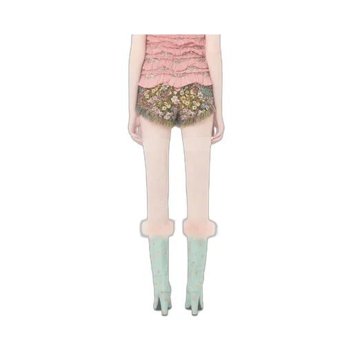 Fringed Floral-Print Shorts