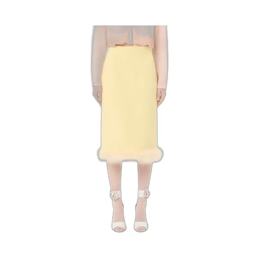 Crepe Couture Skirt With Feathers