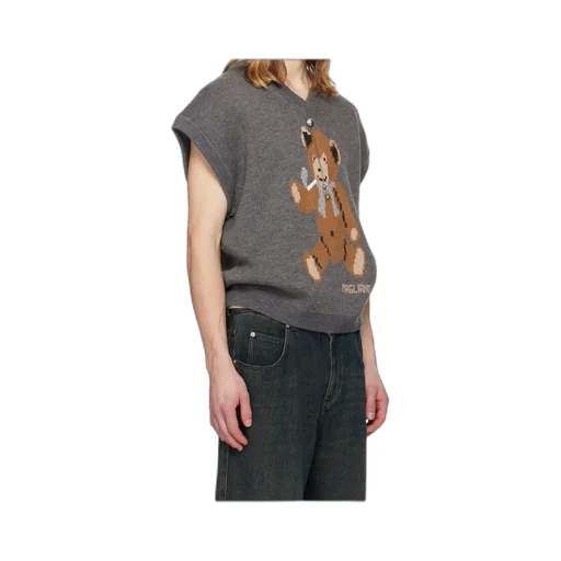 Teddy Bear Vest-Style Knit Sweater
