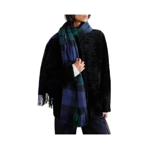 Checkered Cashmere And Wool Blend Scarf