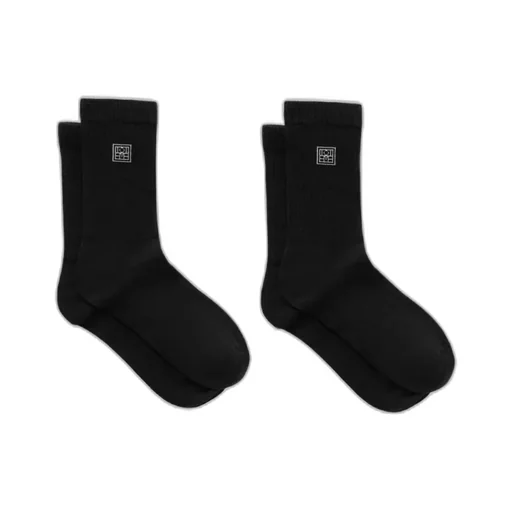 Two Pairs Of Embroidered Ribbed Blend Socks