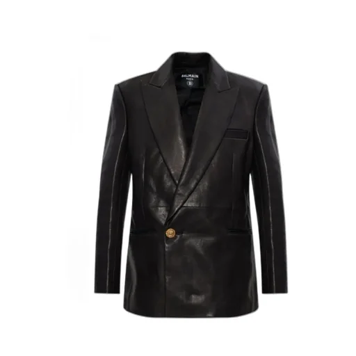 Balmain Single-Breasted Leather Blazer