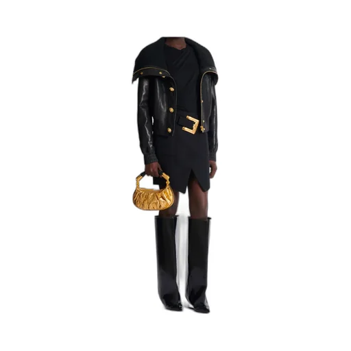 Balmain Quilted Collar Leather Jacket