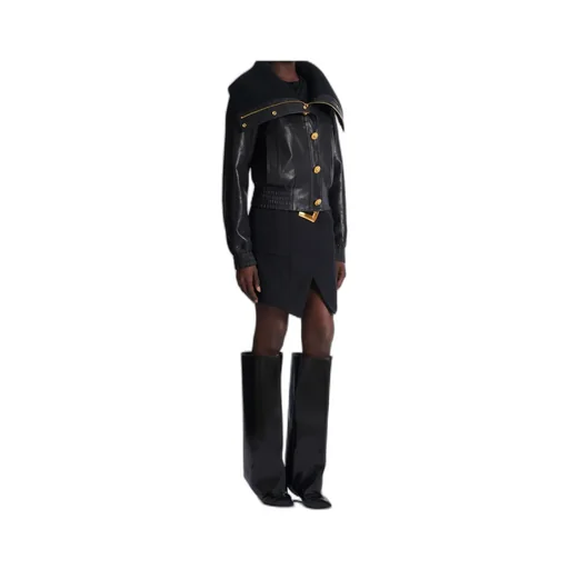 Balmain Quilted Collar Leather Jacket