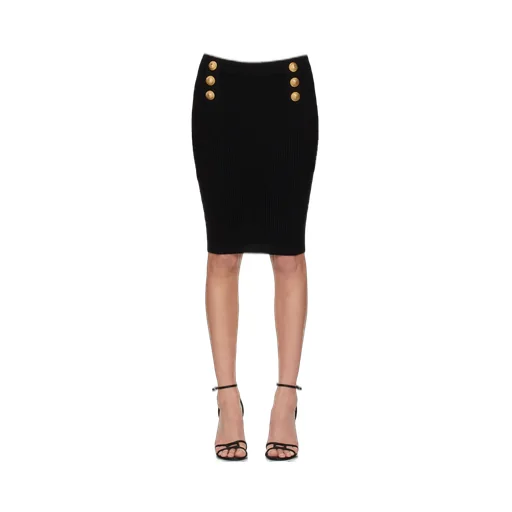 Balmain Button Detail Knitted Skirt