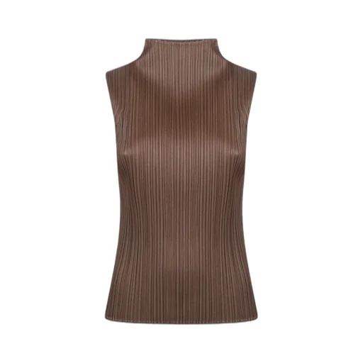 Pleats Please Issey Miyake High Neck Sleeveless Top