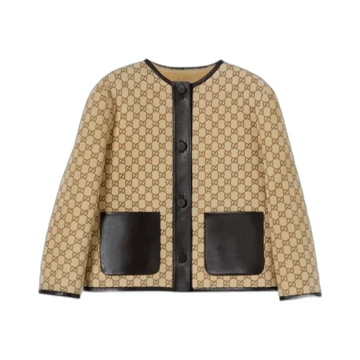 Gucci Printed Gg Shearling Jacket