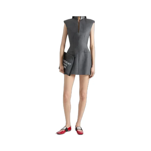 Sleeveless Tailored Dress In Wool