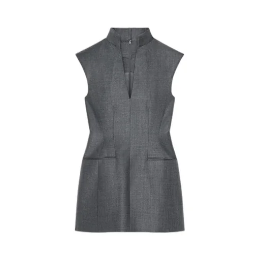 Sleeveless Tailored Dress In Wool