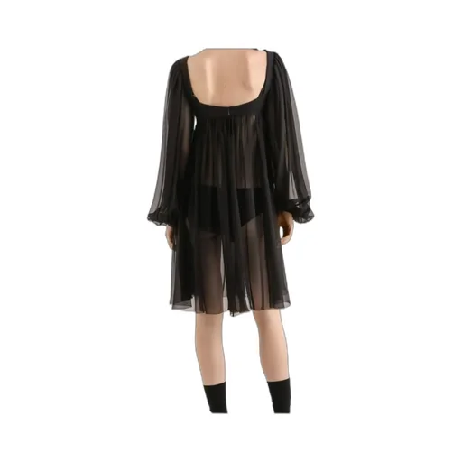 Lace Balloon-Sleeve Mini Dress