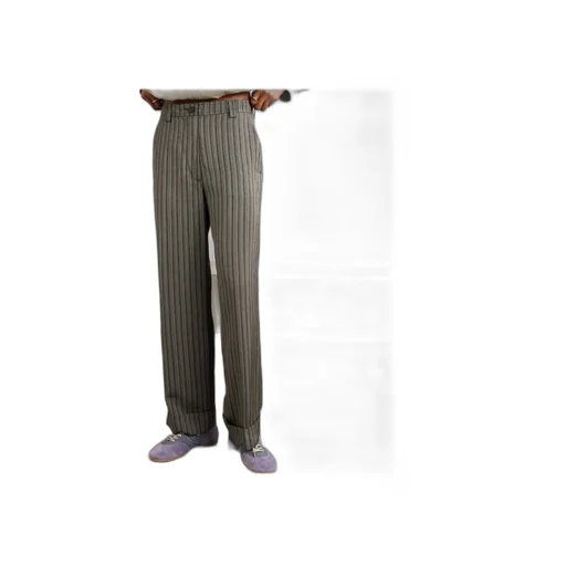 Striped Ribbed Woven Wide-Leg Casual Pants