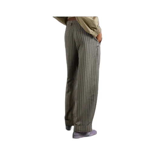 Striped Ribbed Woven Wide-Leg Casual Pants