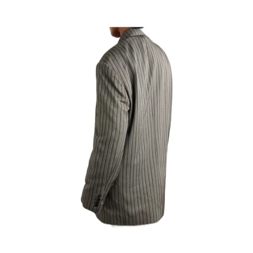 Oversized Double-Breasted Striped Twill Suit Jacket