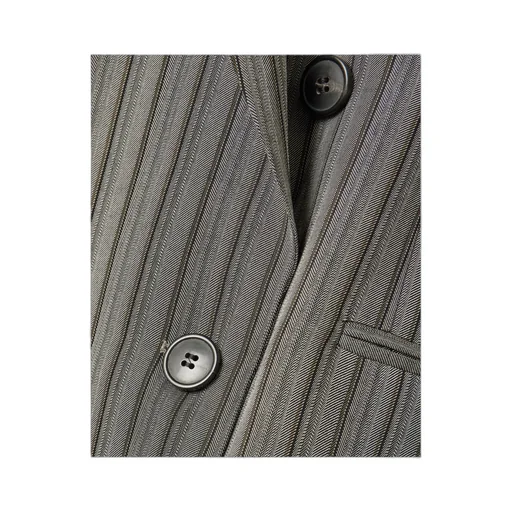 Oversized Double-Breasted Striped Twill Suit Jacket