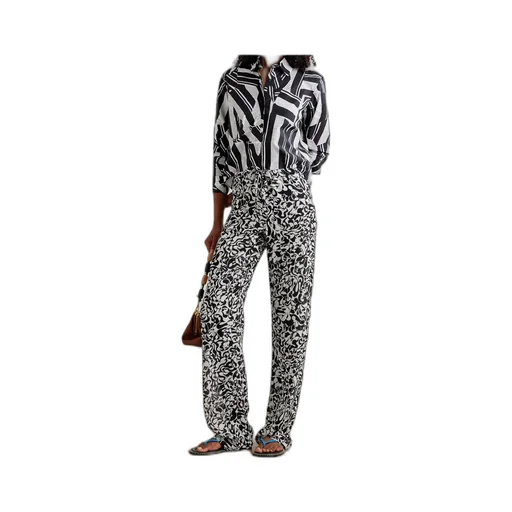 Printed Chiffon Straight Leg Casual Pants