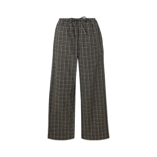 Plaid Wide-Leg Casual Pants
