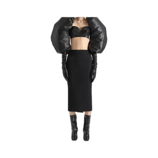 Midi Kickback Skirt In Wool