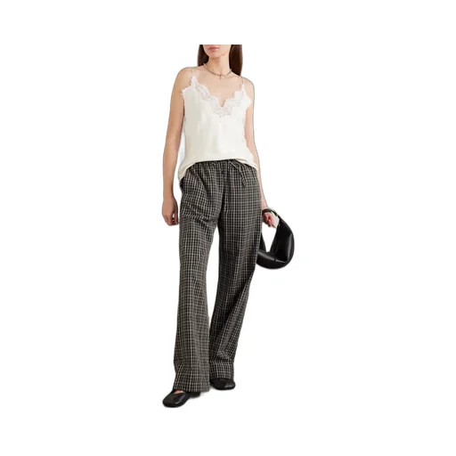 Plaid Wide-Leg Casual Pants