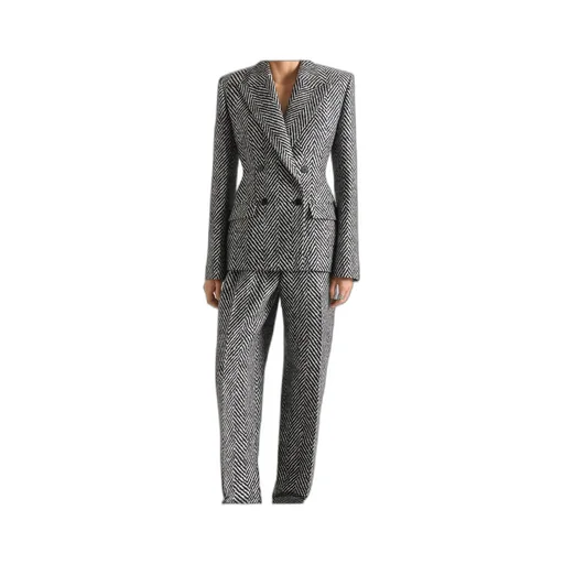 Double-Breasted Jacket In Herringbone Mixed Wool