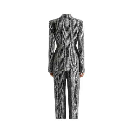 Double-Breasted Jacket In Herringbone Mixed Wool