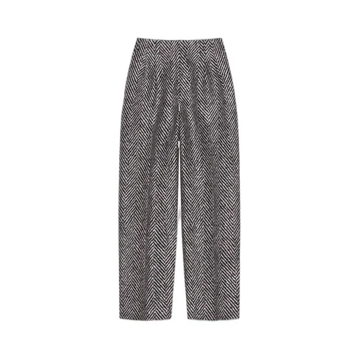 Double Pleat Pants In Herringbone Mixed Wool