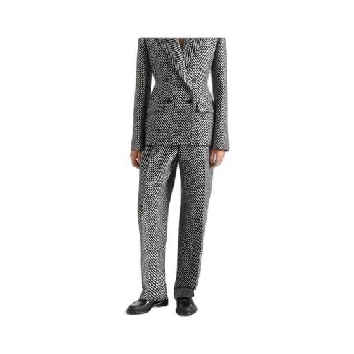 Double Pleat Pants In Herringbone Mixed Wool