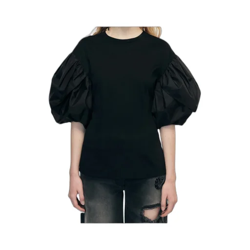 Sculpted Petal Sleeve Contrast T-Shirt