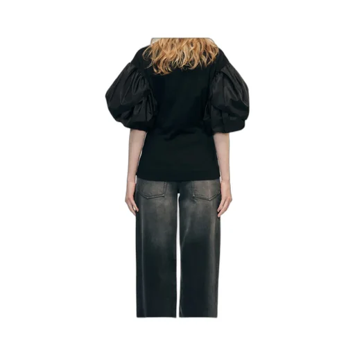 Sculpted Petal Sleeve Contrast T-Shirt