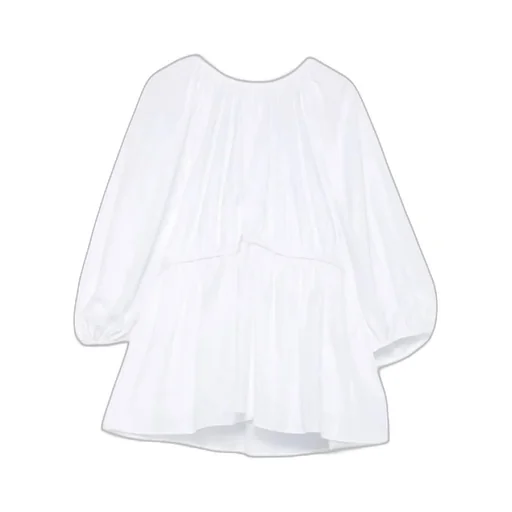 Gathered-Waist Puff-Sleeve Top