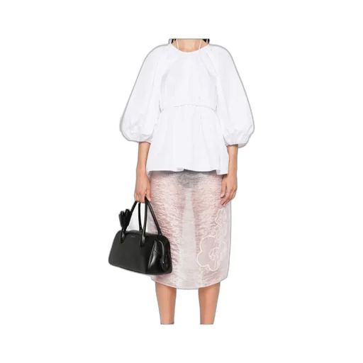 Gathered-Waist Puff-Sleeve Top