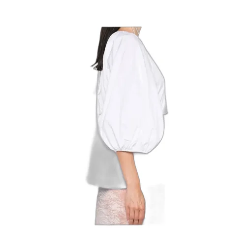 Gathered-Waist Puff-Sleeve Top