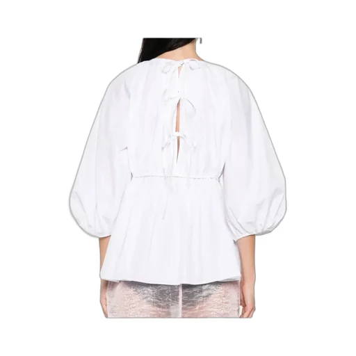Gathered-Waist Puff-Sleeve Top