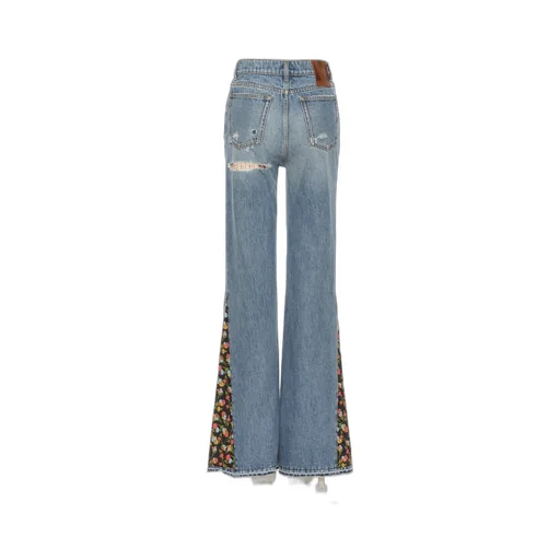 Floral-Embroidered Ripped Jeans