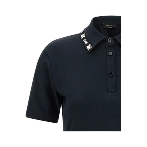 Fabiana Filippi Embellished Ribbed Short Sleeved Polo Shirt