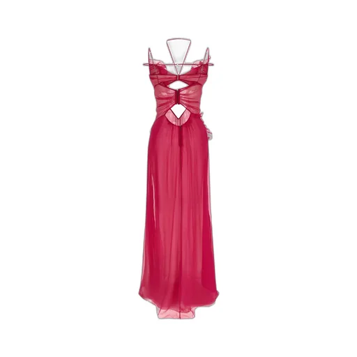 Nensi Dojaka Cut-Out Frilled Gown