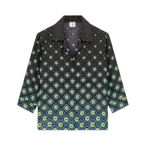 Degrade Monogram Long Sleeve Silk Shirt