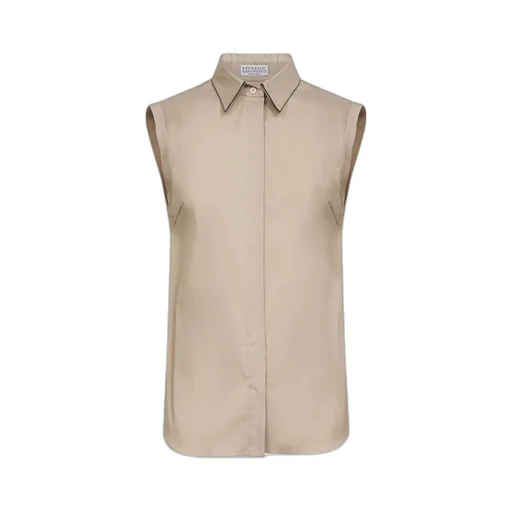 Brunello Cucinelli Sleeveless Curved Hem Shirt