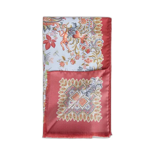 Floral-Patterned Silk Scarf