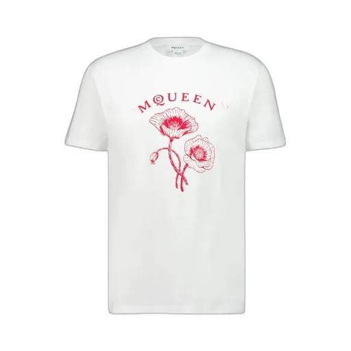 Alexander Mcqueen Logo Flower Printed Crewneck T-Shirt