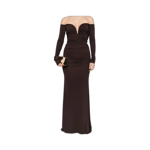 Off-The-Shoulder Gathered Maxi Dress