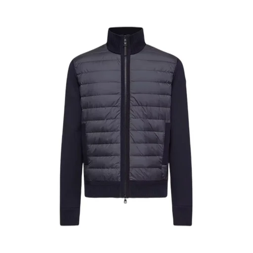 Padded Zip-Up Wool Cardigan