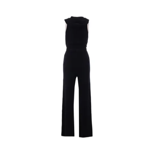 Elisabetta Franchi Belted Waist Hooded Knit Sleeveless Jumpsuit
